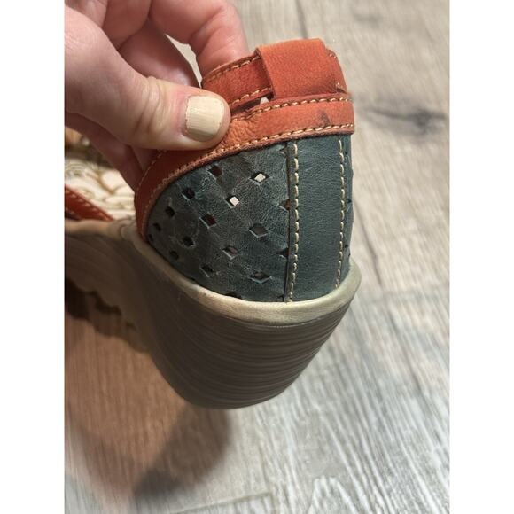 Fly London Ydel Perforated Wedge Peep Toe Sandal 37 - Picture 8 of 10